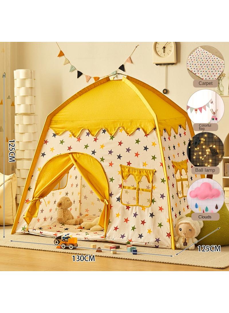 Kids Princess Tent With Carpet Ball Colored Flag Cloud Tent Game House Girl'S Princess Toy House Boy'S Indoor Small House Children'S Day Gift Birthday Gift