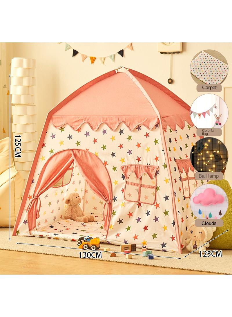 Children's Play Tent Princess Castle Play Tent Kids Princess Tent With Carpet Ball Colored Flag Cloud Tent Easy to Set up and Stow Away Outdoor Indoor Play Tent Game House Girl'S Princess Toy House Boy'S Indoor Small House Children'S Day Gift Birthday Gift