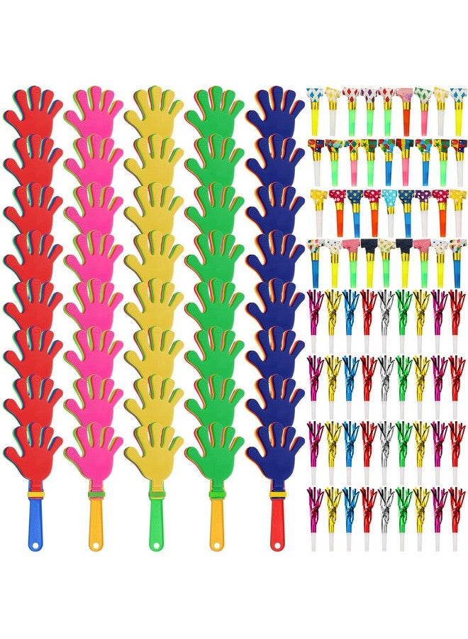 112 Pcs Party Noise Makers Bulk Include Hand Clapper Noisemaker For Sporting Events Fringed Paper Blowouts Musical Plastic Blowers For Kids Adults Birthday Cinco De Mayo Fiesta Party Decorations