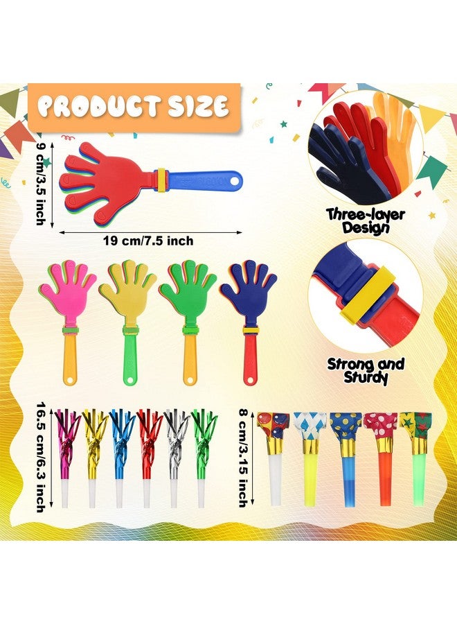 112 Pcs Party Noise Makers Bulk Include Hand Clapper Noisemaker For Sporting Events Fringed Paper Blowouts Musical Plastic Blowers For Kids Adults Birthday Cinco De Mayo Fiesta Party Decorations