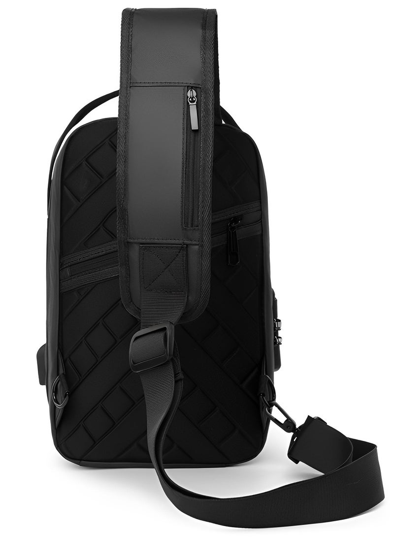 skycare Anti theft Crossbody Sling Bag,Waterproof Chest Daypack with USB Charging, Shoulder Backpack for Men