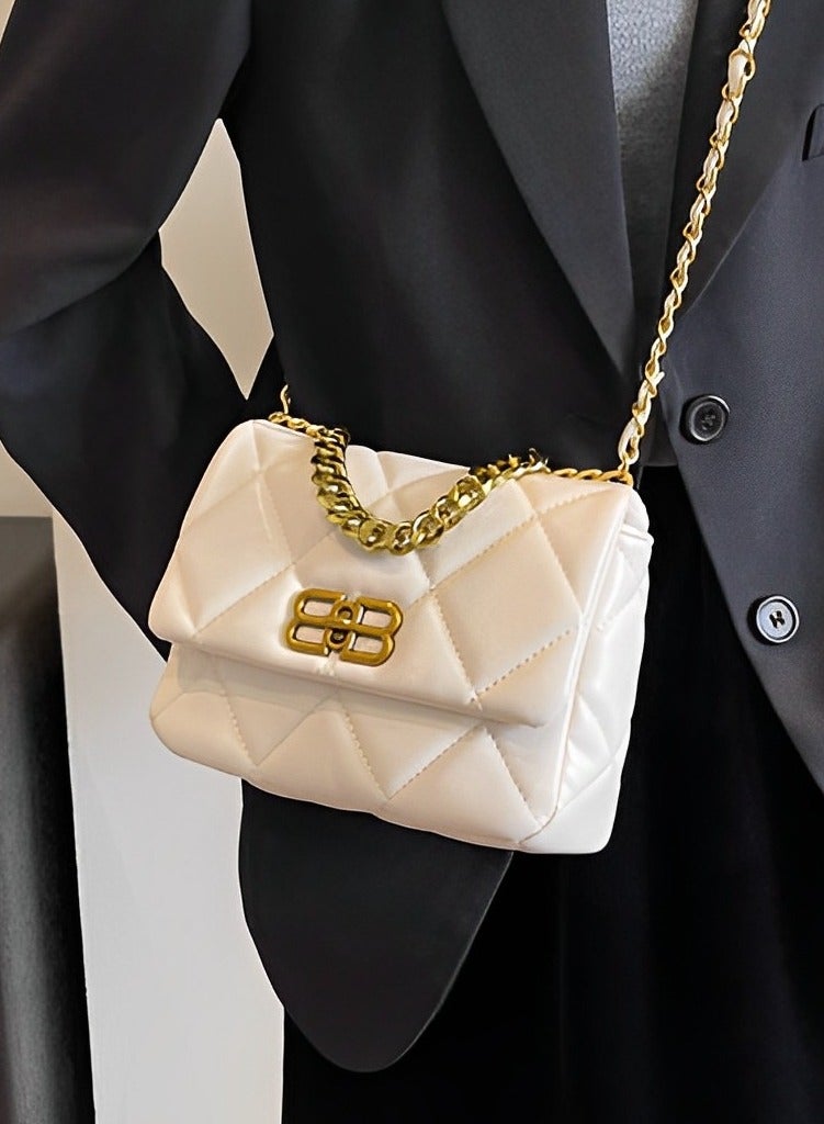 Skycare Quilted Crossbody Bags for Women Leather Ladies Shoulder Purses with Chain Strap Stylish Clutch Purse