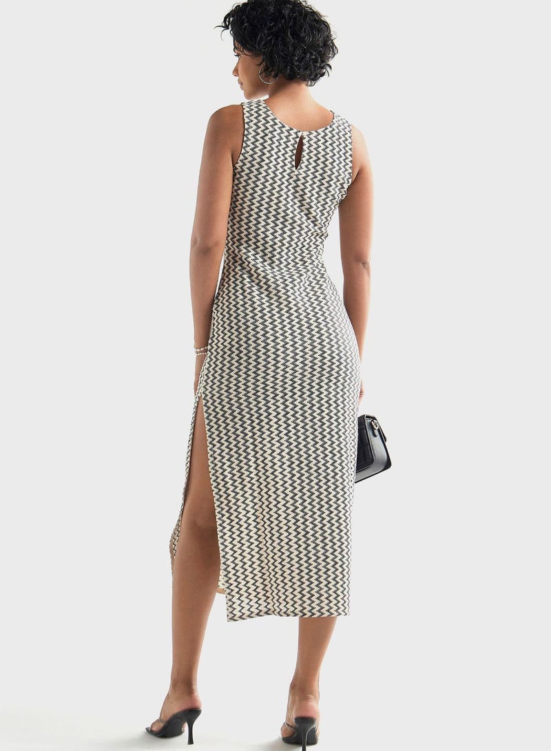 Side Slit Printed Dress