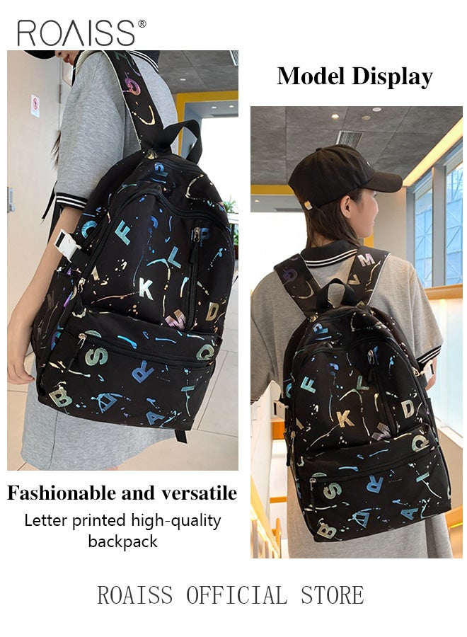 Unisex Multifunctional Backpack Large Capacity with Multiple Pockets for Organized Storage Scientifically Divided Compartments Trendy and Stylish Letter Print Suitable for Work School or Short Trips