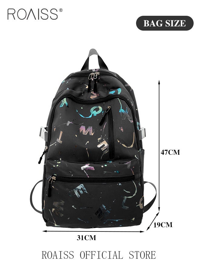 Unisex Multifunctional Backpack Large Capacity with Multiple Pockets for Organized Storage Scientifically Divided Compartments Trendy and Stylish Letter Print Suitable for Work School or Short Trips