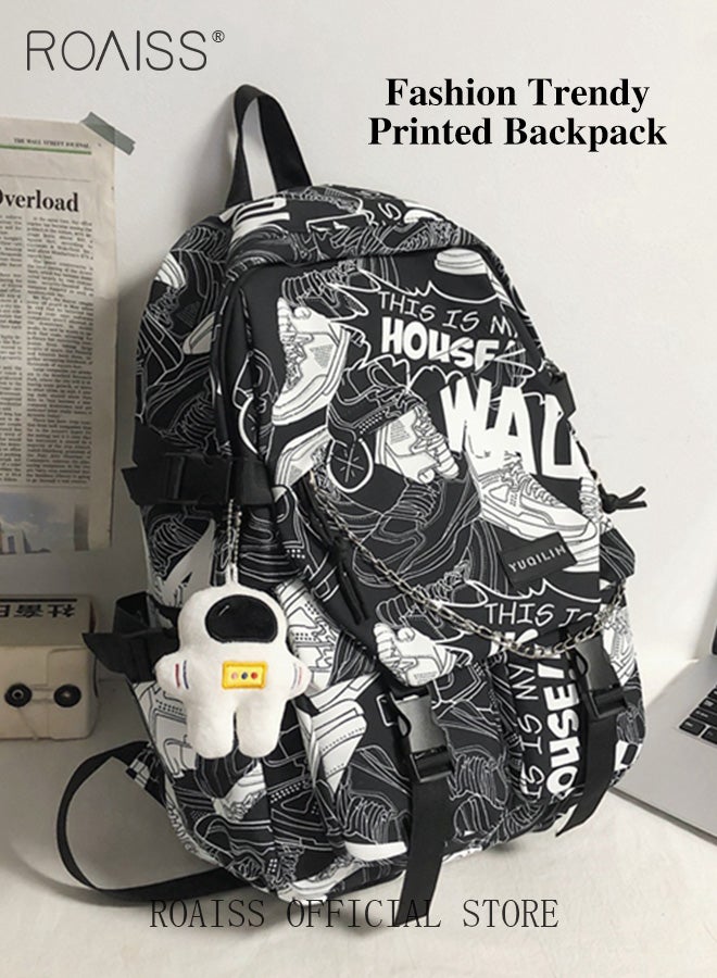 Unisex Multifunctional Backpack Large Capacity with Multiple Pockets for Organized Storage Scientifically Divided Compartments Stylish Graffiti Elements Suitable for Work School or Short Trips