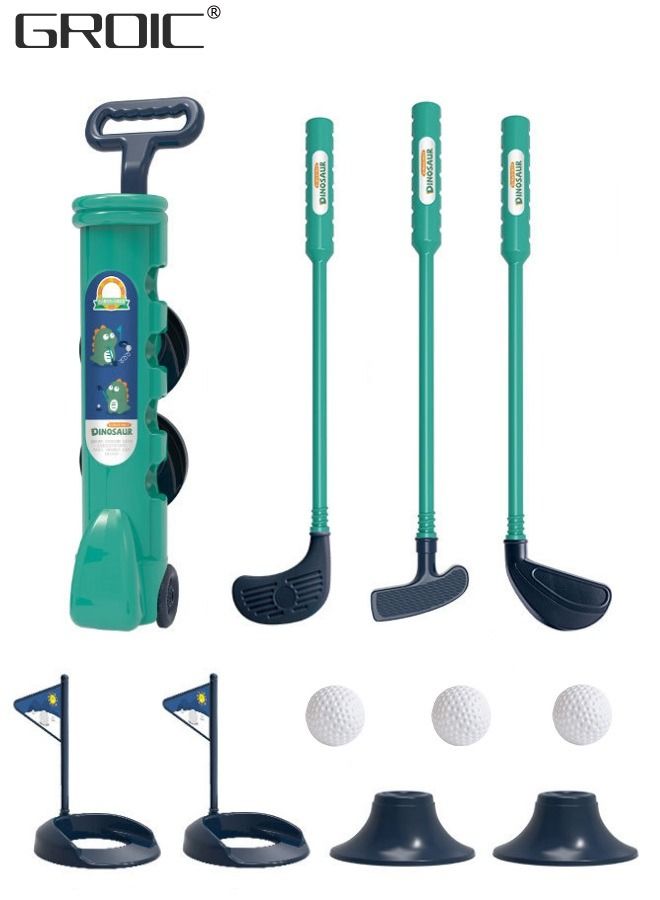 Kids Golf Clubs Set, Toddler Golf Toy, Early Educational Outdoors Exercise Toy for Kid with 1 Golf Cart, 3 Golf Clubs, 2 Practice Holes, 2 Golf Tees, 2 Golf Flag, 4 Balls