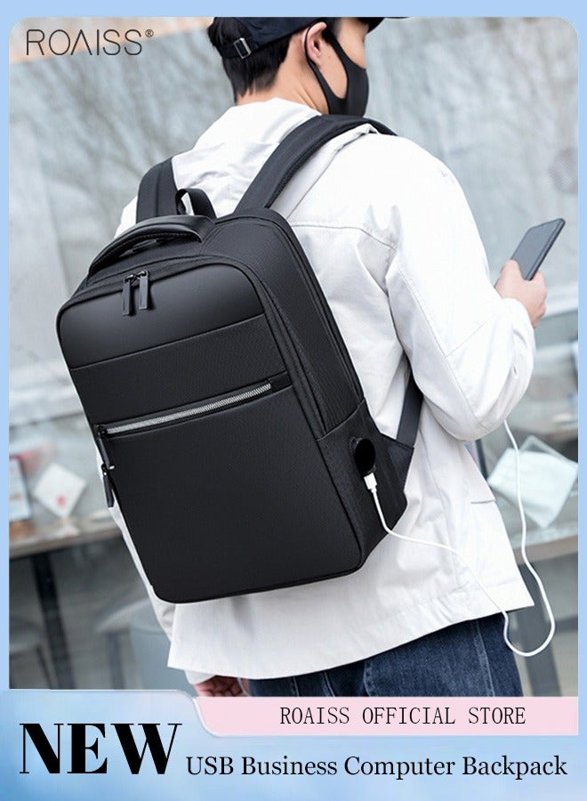 Men's USB Charging Oxford Backpack Large Capacity Scratch Resistant And Waterproof Back Pull Rod Fixed Strap Computer Bag