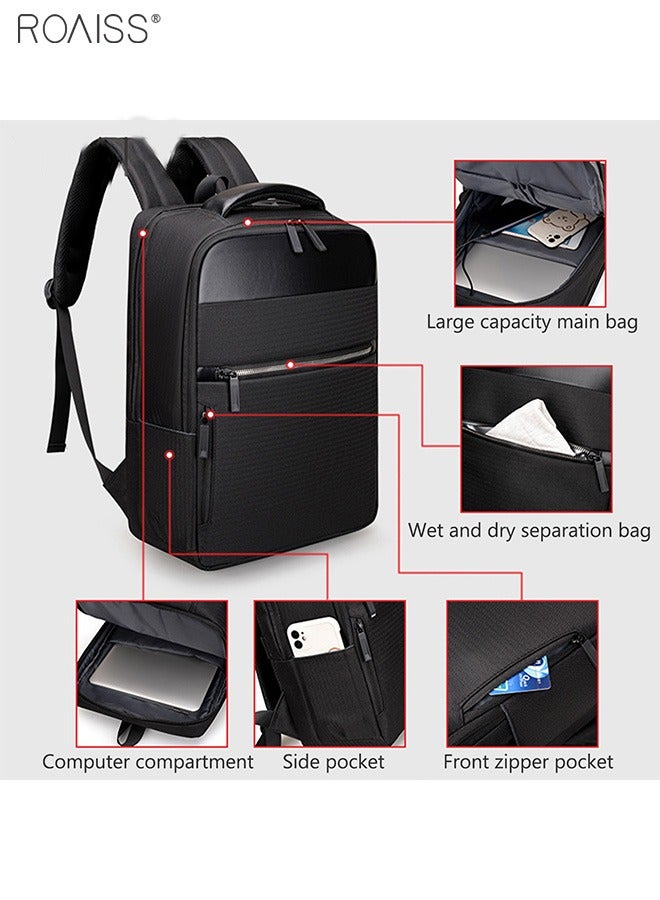 Men's USB Charging Oxford Backpack Large Capacity Scratch Resistant And Waterproof Back Pull Rod Fixed Strap Computer Bag