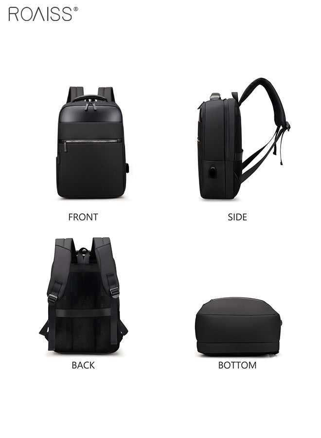 Men's USB Charging Oxford Backpack Large Capacity Scratch Resistant And Waterproof Back Pull Rod Fixed Strap Computer Bag