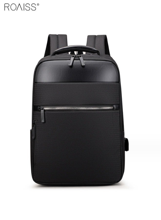 Men's USB Charging Oxford Backpack Large Capacity Scratch Resistant And Waterproof Back Pull Rod Fixed Strap Computer Bag