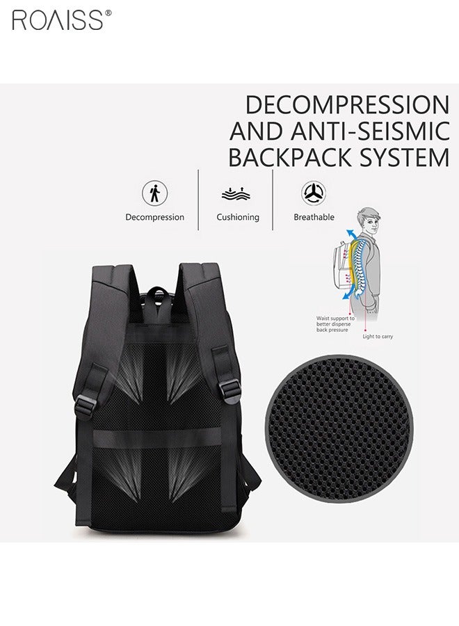 Men's USB Charging Oxford Backpack Large Capacity Scratch Resistant And Waterproof Back Pull Rod Fixed Strap Computer Bag