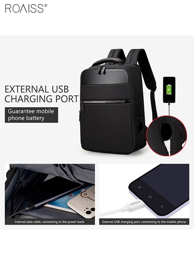 Men's USB Charging Oxford Backpack Large Capacity Scratch Resistant And Waterproof Back Pull Rod Fixed Strap Computer Bag