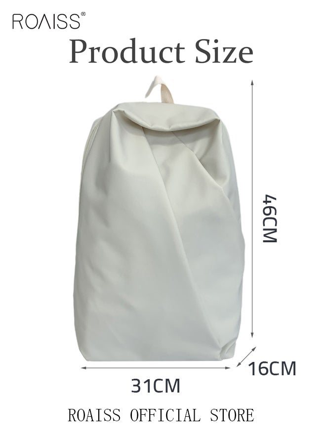 Functional Backpack Large Capacity Short Distance Travel Solid Color Design Light Business Style Student Backpack Computer Bag