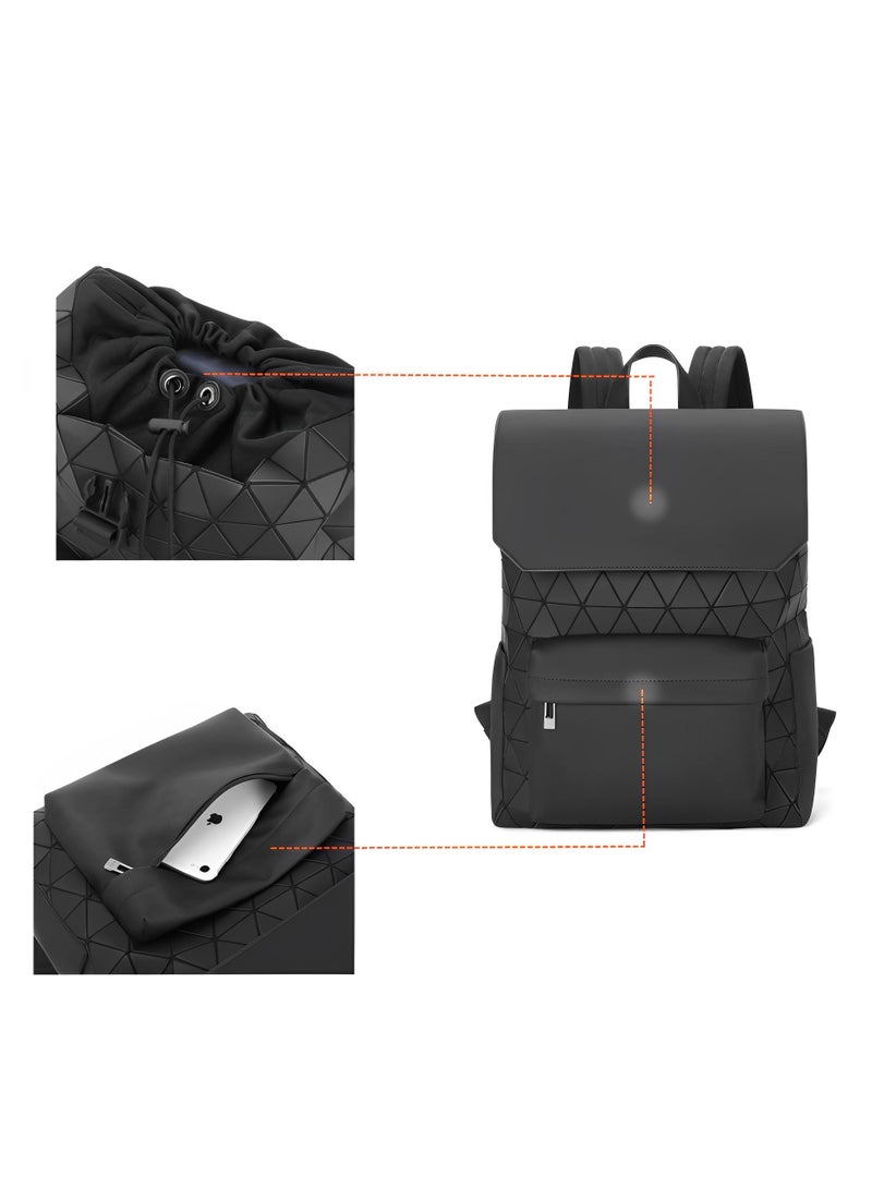 Skycare New Geometric Diamond Grid Backpack, Fashionable Large Capacity Shoulder Bag for Students and Commuters, with Laptop Compartment, Trendy Brand Backpack for Men women