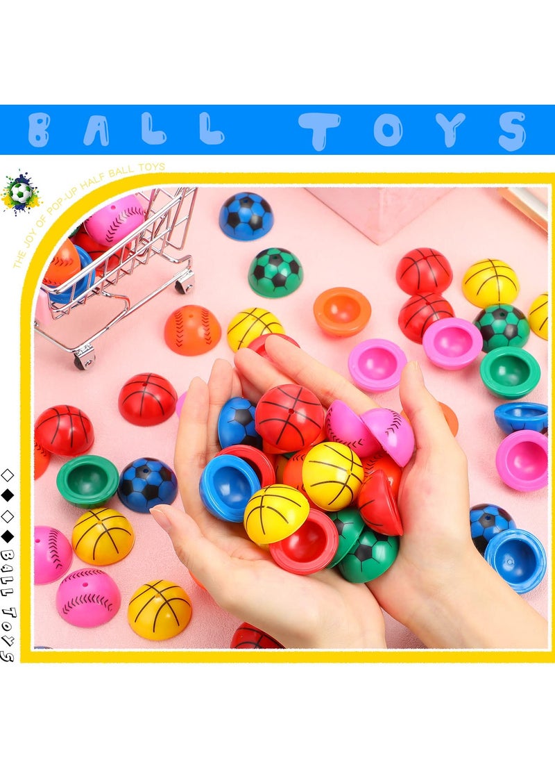 Rubber Sport Ball, 50PCS Half Ball Toys, 90s Toys for Boys and Girls, Birthday Party Favors, Classroom Awards, Goodie Bag Fillers(Multi-Colors)