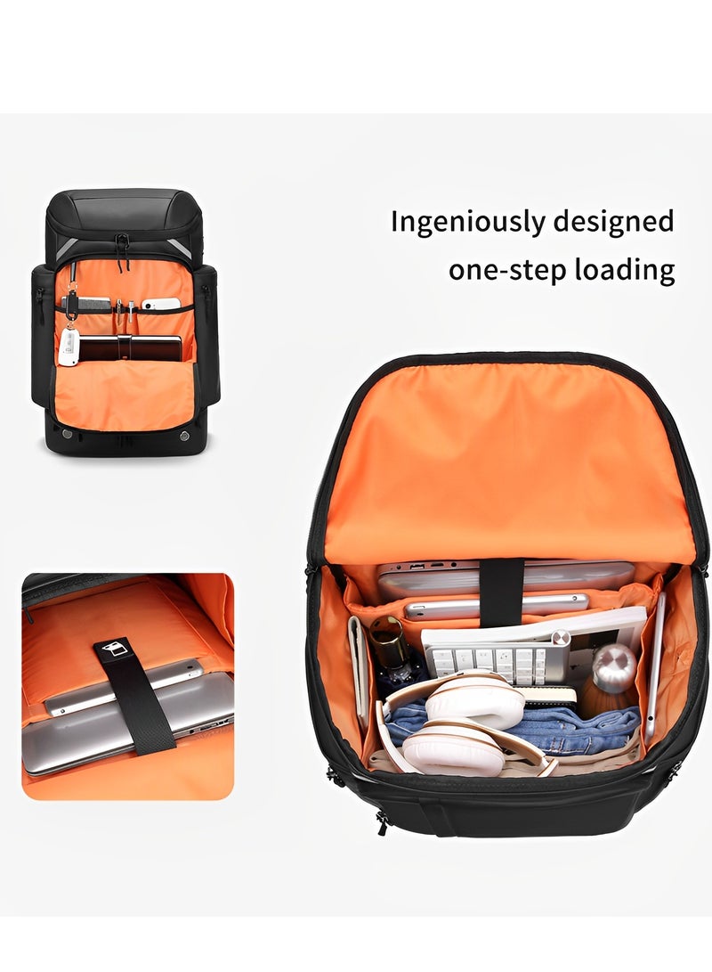 Skycare 45L Business Travel Backpack, Expandable Waterproof Laptop Bag with Independent Shoe Compartment, USB Charging Port, Anti-Theft Pocket, and Thermal Side Pockets