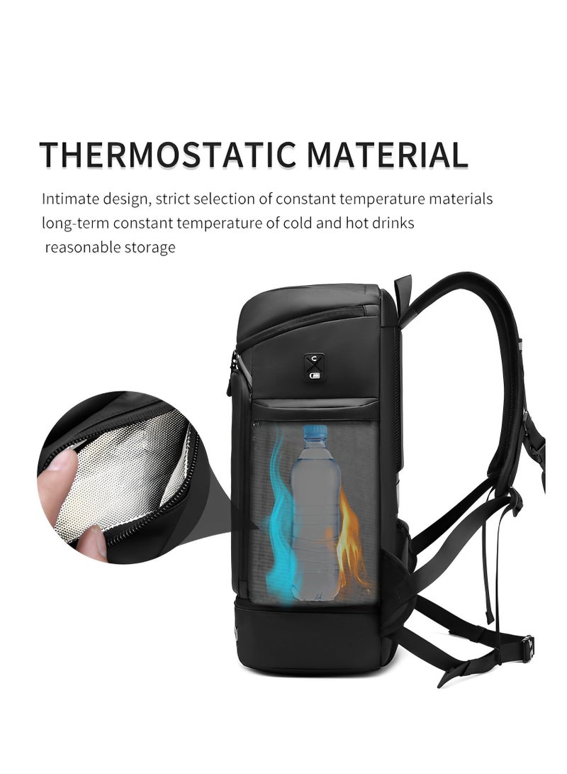 Skycare 45L Business Travel Backpack, Expandable Waterproof Laptop Bag with Independent Shoe Compartment, USB Charging Port, Anti-Theft Pocket, and Thermal Side Pockets