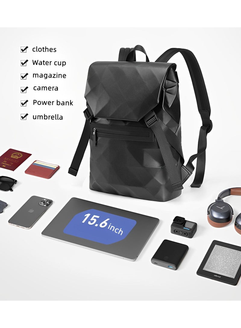 Skycare Fashionable Diamond Pattern Backpack for Men, 15.6-inch Business Commute, Large Capacity Travel Computer Backpack