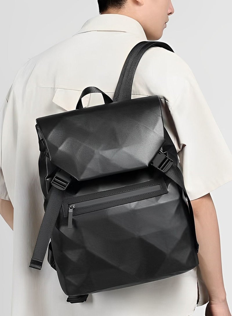 Skycare Fashionable Diamond Pattern Backpack for Men, 15.6-inch Business Commute, Large Capacity Travel Computer Backpack