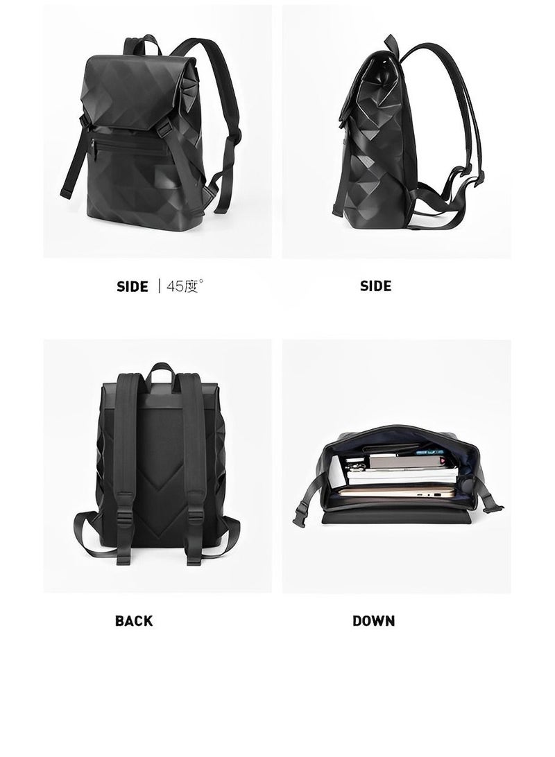 Skycare Fashionable Diamond Pattern Backpack for Men, 15.6-inch Business Commute, Large Capacity Travel Computer Backpack