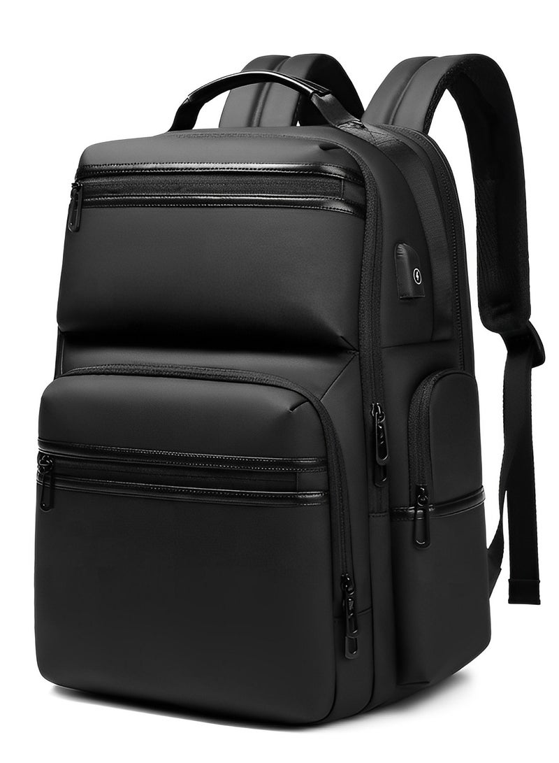 Skycare Large-Capacity Men's Laptop Backpack for Business Travel, with USB Charging Port -Waterproof and Multi-Functional