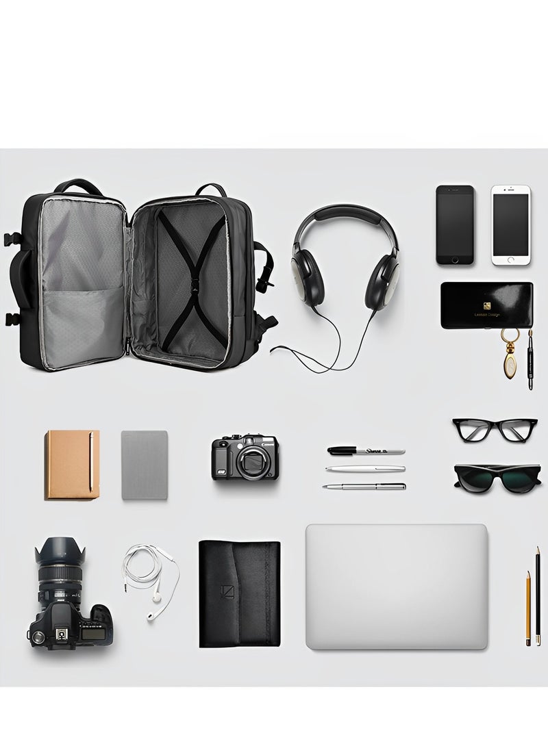 Skycare Large-Capacity Men's Laptop Backpack for Business Travel, with USB Charging Port - Expandable and Multi-Functional