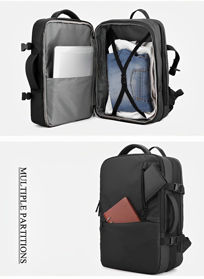 Skycare Large-Capacity Men's Laptop Backpack for Business Travel, with USB Charging Port - Expandable and Multi-Functional