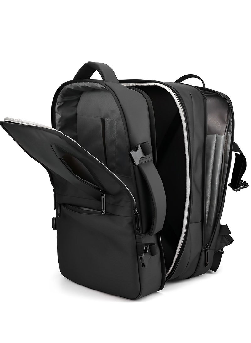 Skycare Large-Capacity Men's Laptop Backpack for Business Travel, with USB Charging Port - Expandable and Multi-Functional