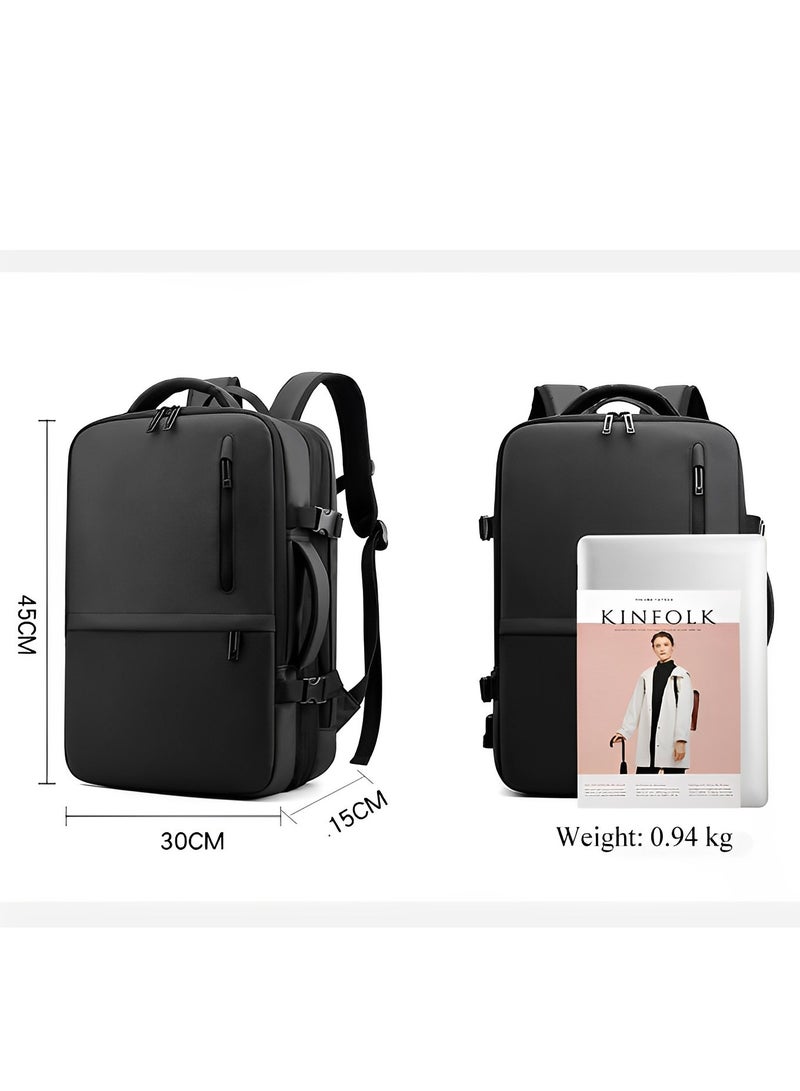 Skycare Large-Capacity Men's Laptop Backpack for Business Travel, with USB Charging Port - Expandable and Multi-Functional