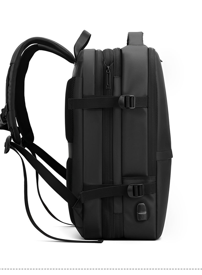 Skycare Large-Capacity Men's Laptop Backpack for Business Travel, with USB Charging Port - Expandable and Multi-Functional