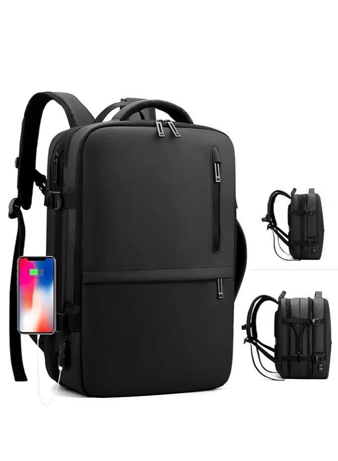 Skycare Large-Capacity Men's Laptop Backpack for Business Travel, with USB Charging Port - Expandable and Multi-Functional