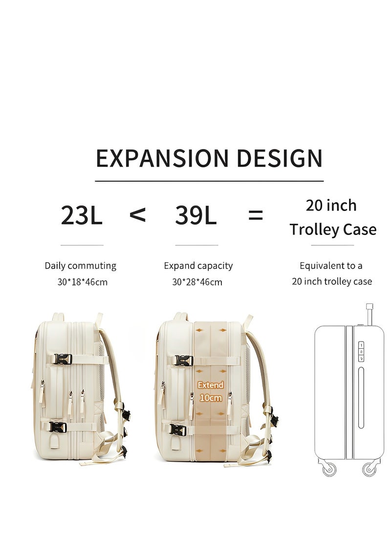 Skycare 45L Business Travel Backpack, Expandable Waterproof Laptop Bag with  USB Charging Port