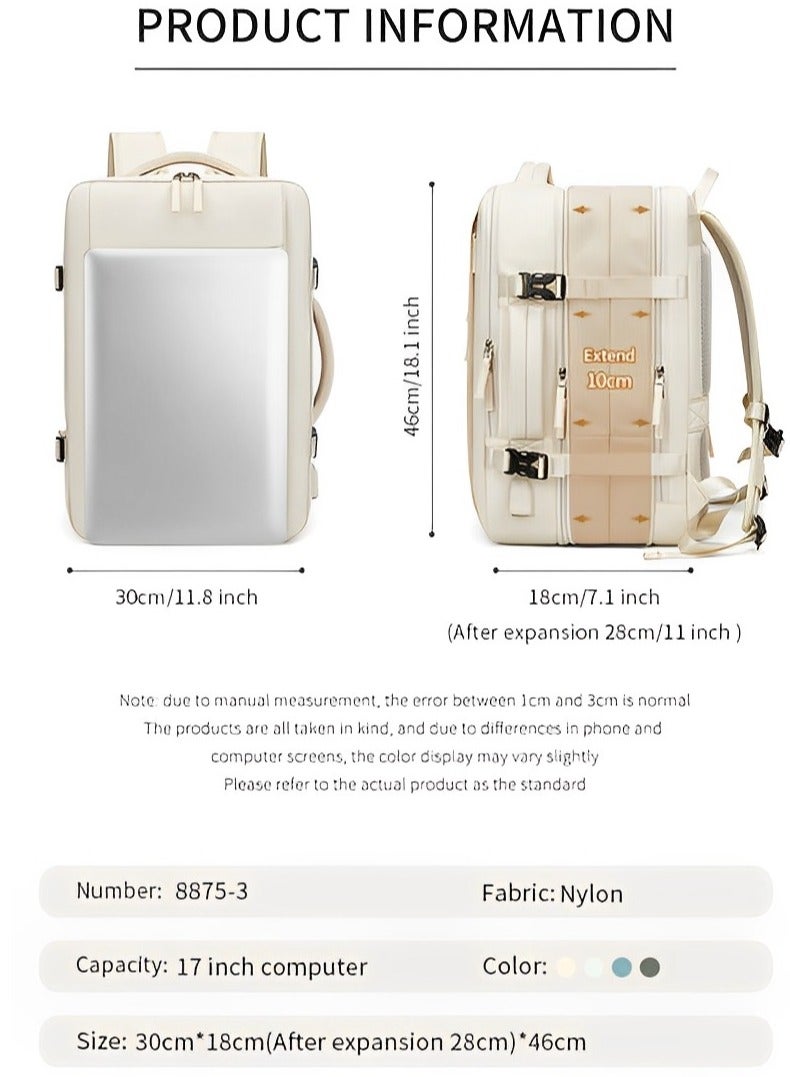 Skycare 45L Business Travel Backpack, Expandable Waterproof Laptop Bag with  USB Charging Port