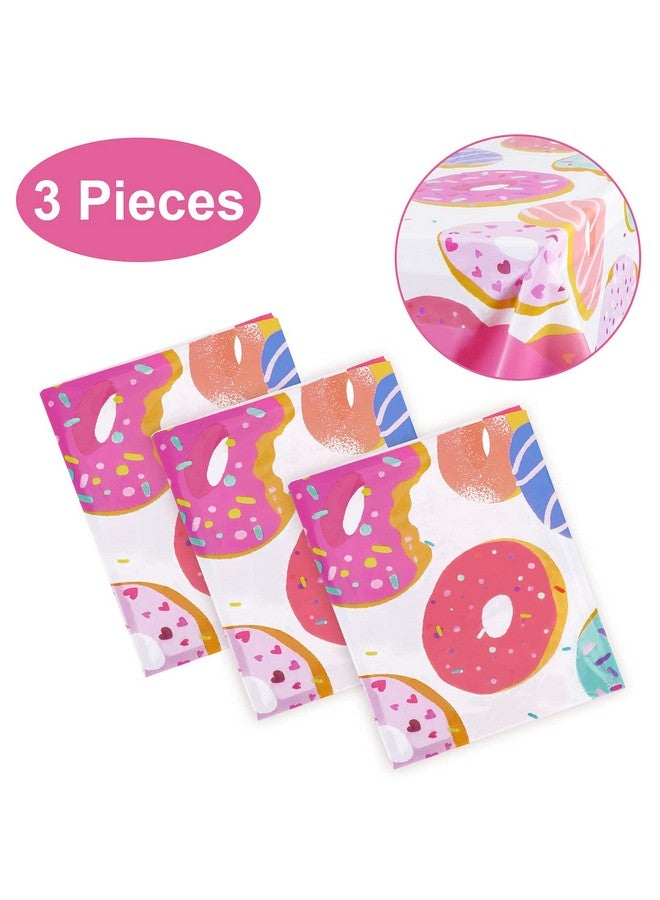 3 Pack Donut Theme Tablecovers Disposable Tablecloth Dessert Time Party Supplies Ideal For Girl Birthday Parties Baby Showers Donut Parties