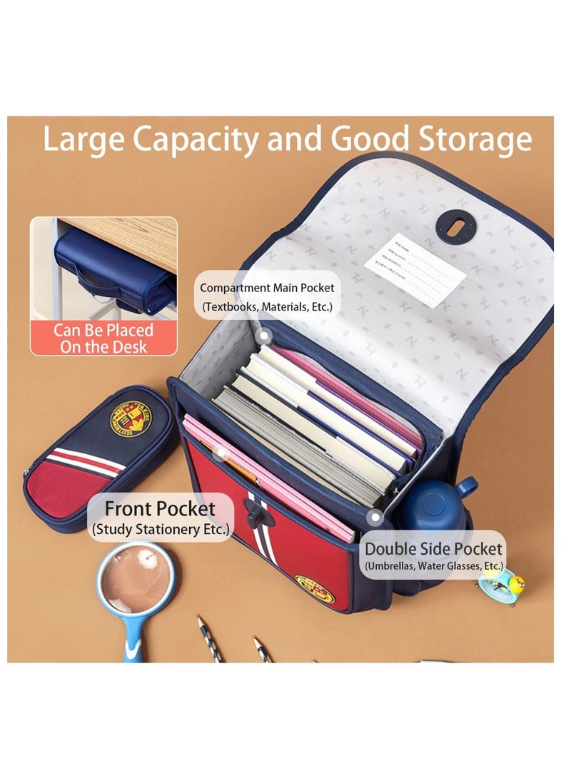 Nohoo Preppy Spine Protection Horizontal School Backpack for 0-5 Grade Primary Students - Blue
