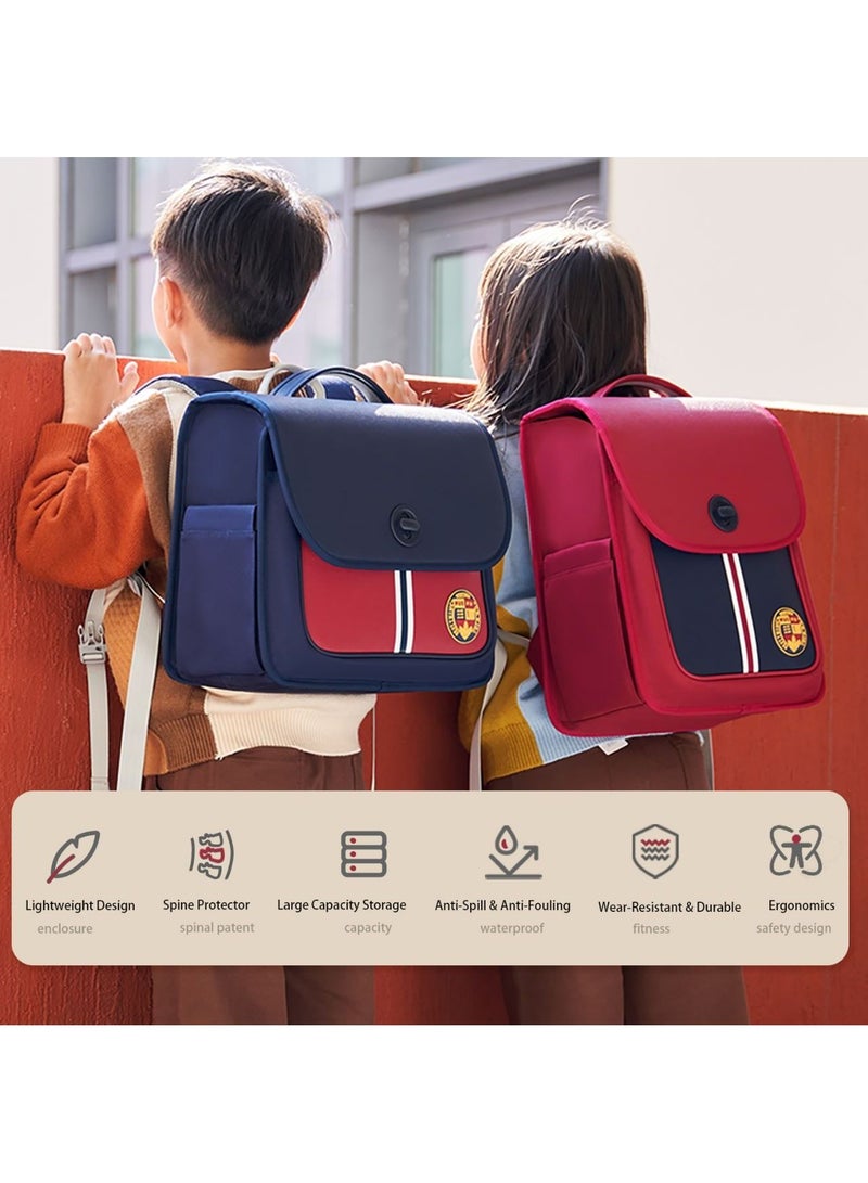 Nohoo Preppy Spine Protection Horizontal School Backpack for 0-5 Grade Primary Students - Blue