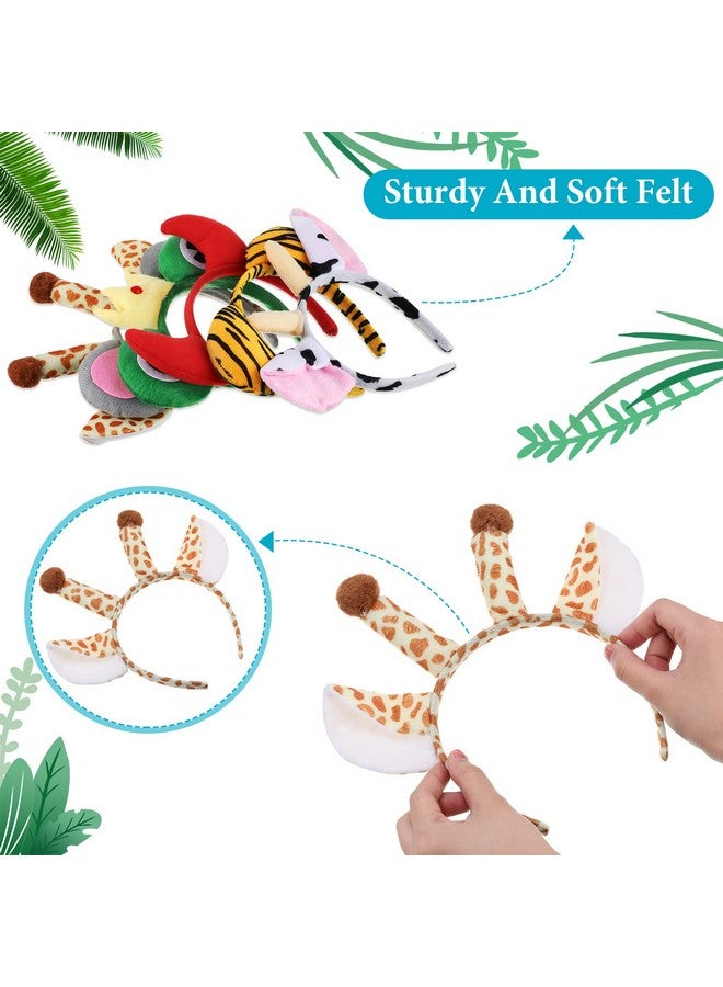 28 Pieces Jungle Animal Headbands Animal Ears Headband For Adult Jungle Theme Kids Headbands Animal Horn Hair Hoop For Birthday Photo Props Zoo Animals Cosplay Party Decorations Safari Party Favors