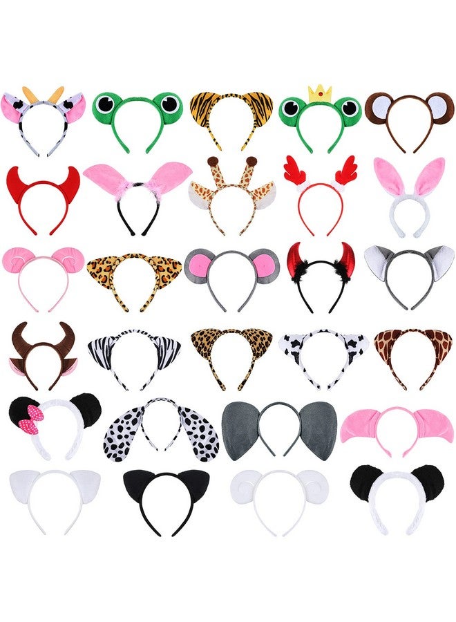 28 Pieces Jungle Animal Headbands Animal Ears Headband For Adult Jungle Theme Kids Headbands Animal Horn Hair Hoop For Birthday Photo Props Zoo Animals Cosplay Party Decorations Safari Party Favors