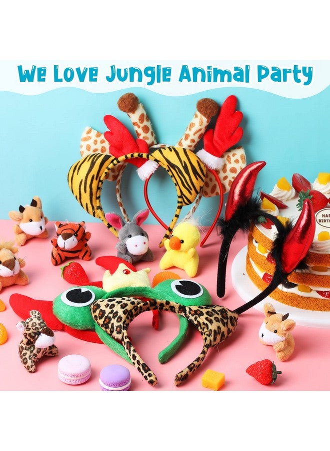 28 Pieces Jungle Animal Headbands Animal Ears Headband For Adult Jungle Theme Kids Headbands Animal Horn Hair Hoop For Birthday Photo Props Zoo Animals Cosplay Party Decorations Safari Party Favors