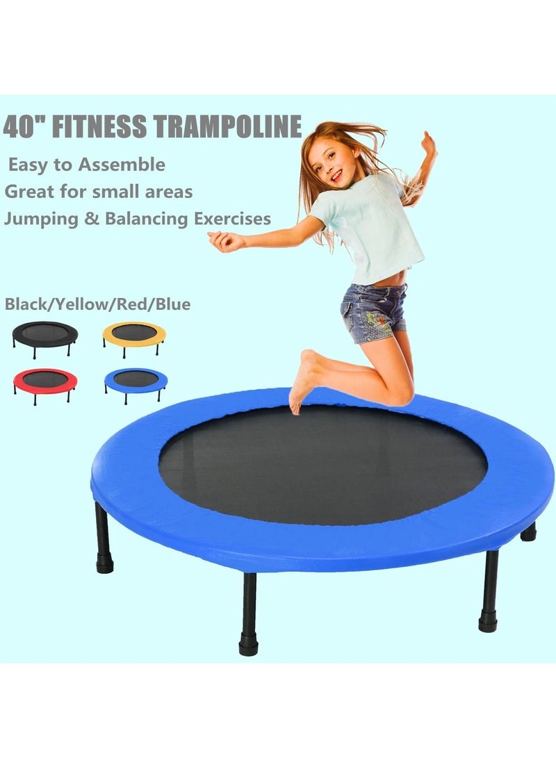 H PRO Mini Trampoline For Kids And Adults| Unisex Child Jump Trampoline| 40 Inch Exercise Trampoline| Fitness Rebounder-Blue