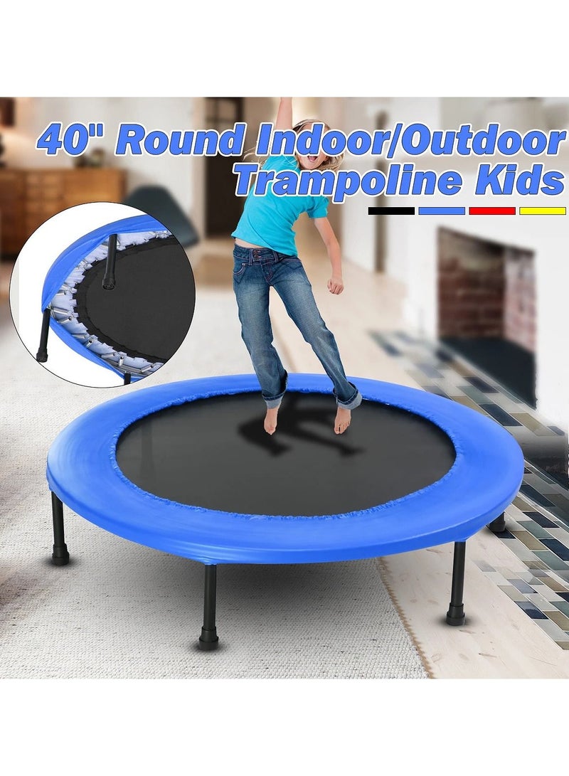 H PRO Mini Trampoline For Kids And Adults| Unisex Child Jump Trampoline| 40 Inch Exercise Trampoline| Fitness Rebounder-Blue