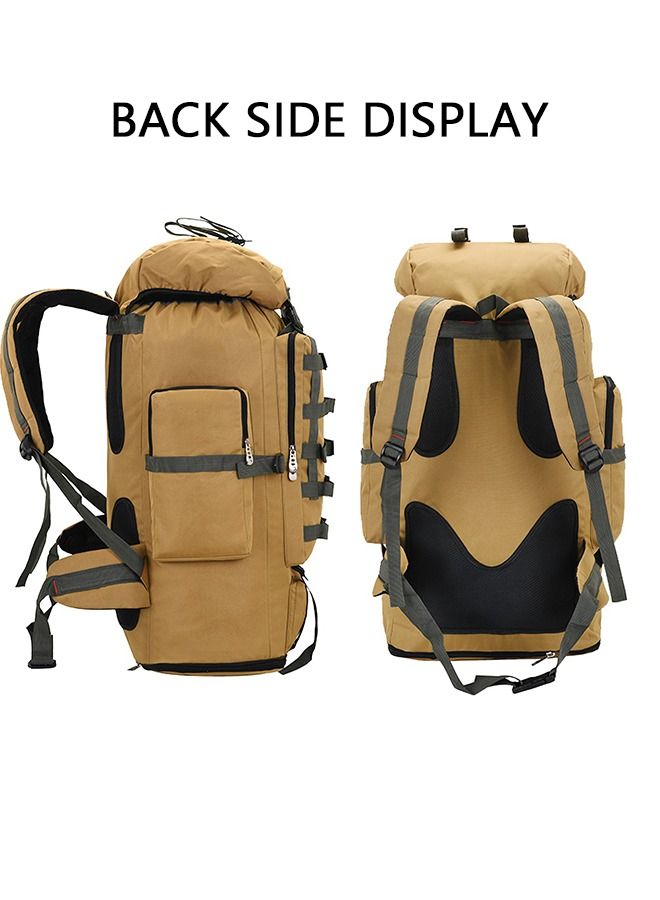 Hiking Backpack 100L Mountain Climbing Camping Bags Waterproof Rain Cover Extralarge Capacity 30 Inches Brown