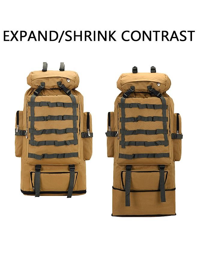 Hiking Backpack 100L Mountain Climbing Camping Bags Waterproof Rain Cover Extralarge Capacity 30 Inches Brown
