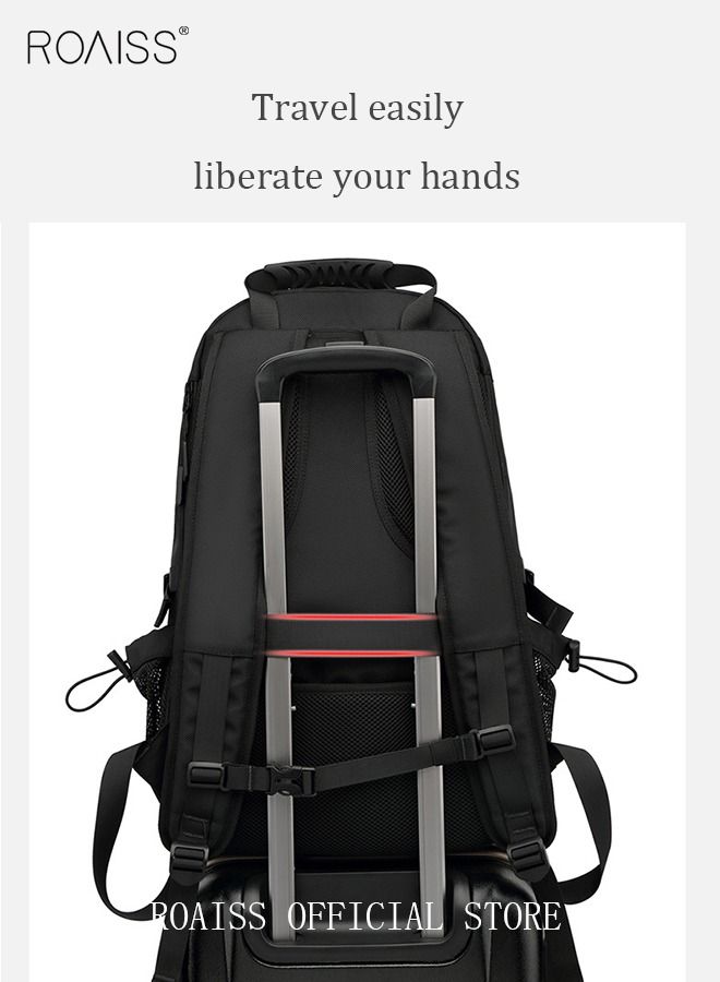Unisex Independent Shoes Compartment Hiking Backpack 50L Large Capacity Expandable Luggage Bag with USB Port Wet and Dry Separation Shoe Compartmen for Sports Travel Outdoor Business Trip Work Black