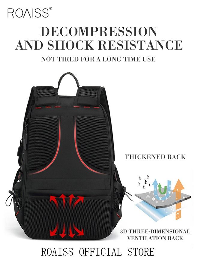 Unisex Independent Shoes Compartment Hiking Backpack 50L Large Capacity Expandable Luggage Bag with USB Port Wet and Dry Separation Shoe Compartmen for Sports Travel Outdoor Business Trip Work Black