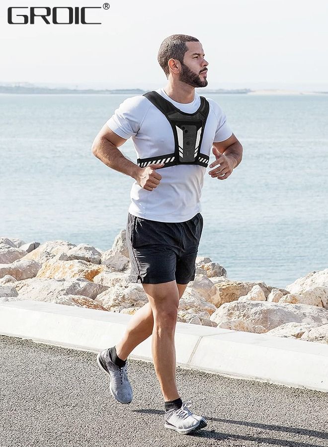Running Vest Phone Holder,Reflective Running Vest, High Visibility Running Gear with Large Pocket,Reflective Hydration Vest Train Free Workout Gear,Adjustable Waistband