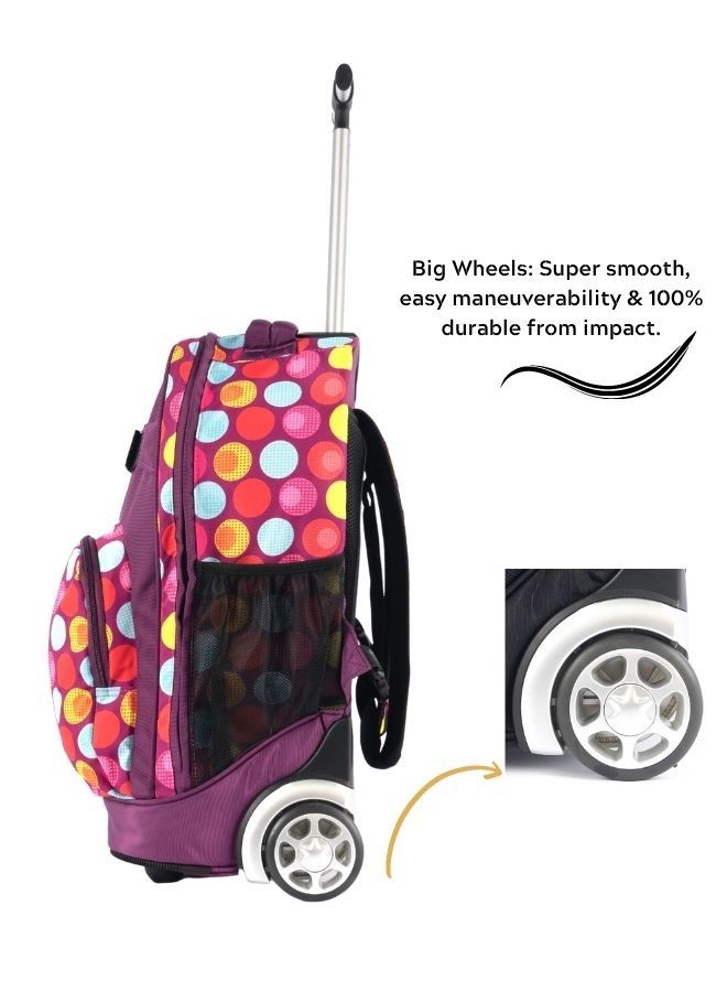 Pierre Cardin Trolley Backpack Set of 3-Purple Polka Dots Design
