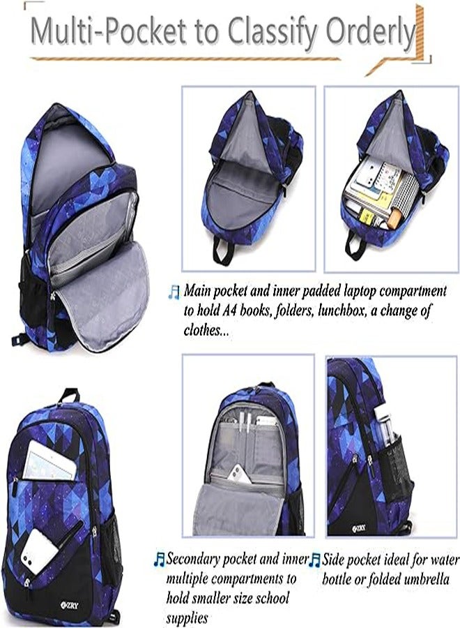 Three-Piece Trolley School Bag, Lunch Bbox Bag, Pencil Case, Large-Capacity Waterproof Bag