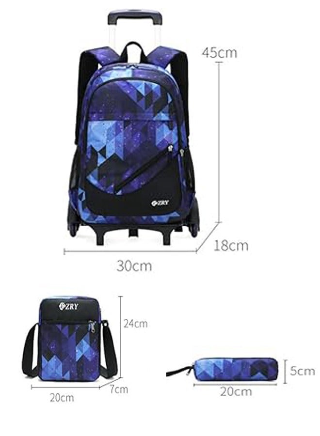 Three-Piece Trolley School Bag, Lunch Bbox Bag, Pencil Case, Large-Capacity Waterproof Bag